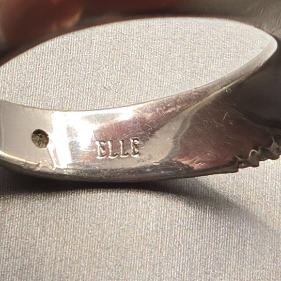 VTG Elle Sterling Silver Ruby Lab Diamond Band Ring Size 9 Wavy 4.13g - Picture 7 of 14